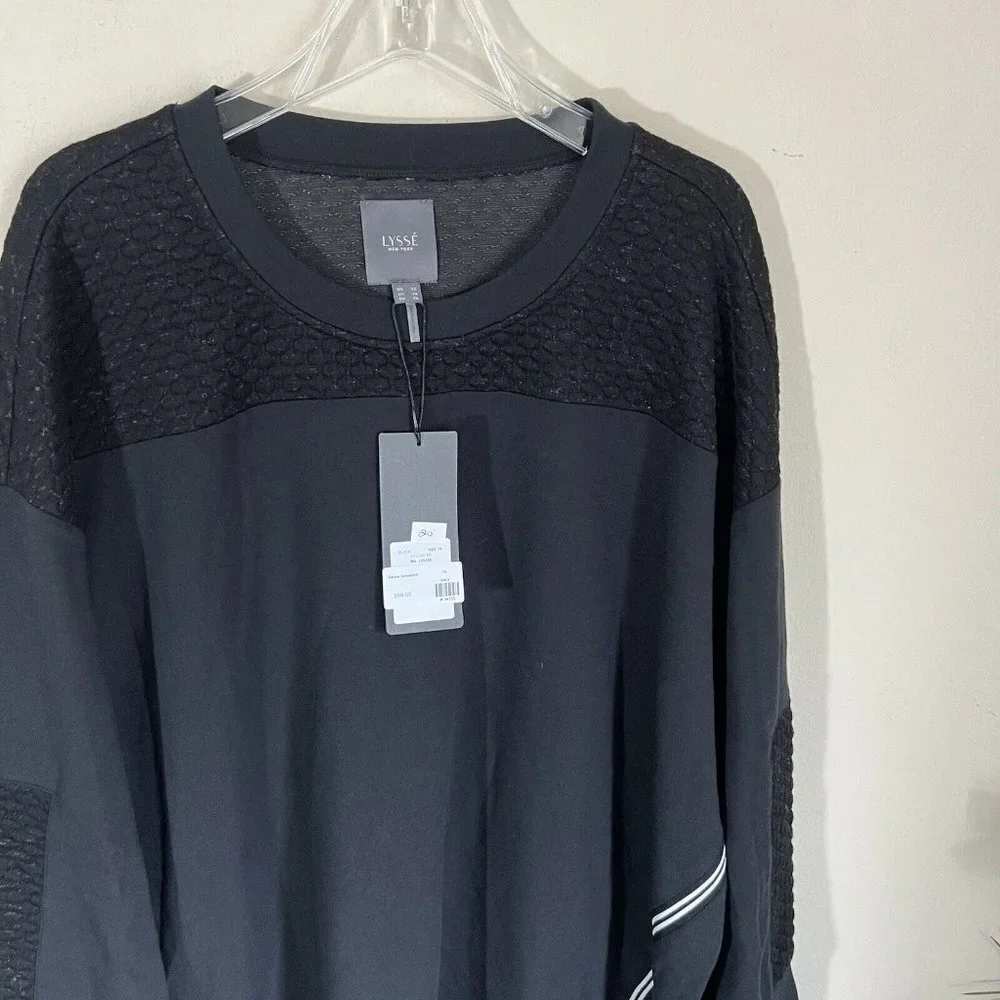Lysse Devoe Sweatshirt Women’s Size 3X Black Cozy Oversized Quilted Jersey New - Picture 7 of 11